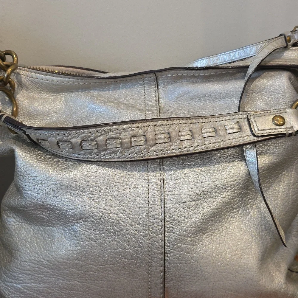 Coach Bleecker Pewter/Silver Metallic Featuring Tattersall Lining